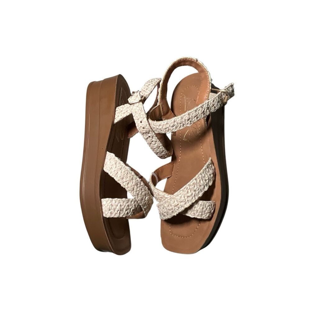 London Rag | Sephone Woven Square Toe Wedges Sandals